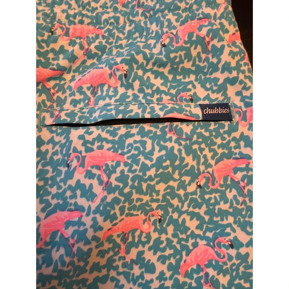 Chubbies Swim Trunks Blue Pink The Flamingos 5.5